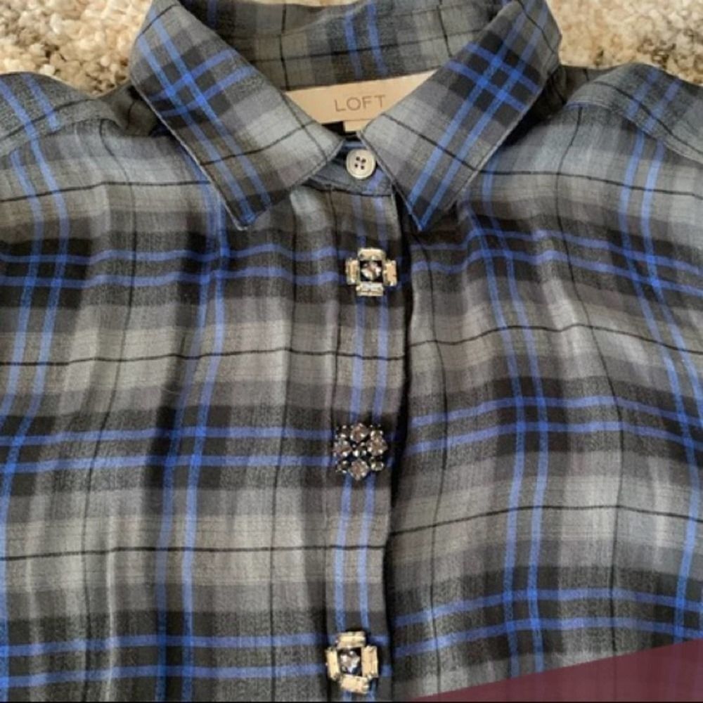 Loft Lightweight Plaidbutton Down Top - image 2